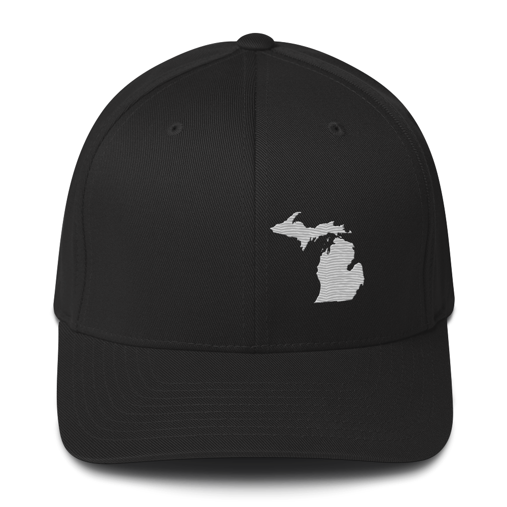 Michigan Fitted Baseball Cap | Platinum Outline