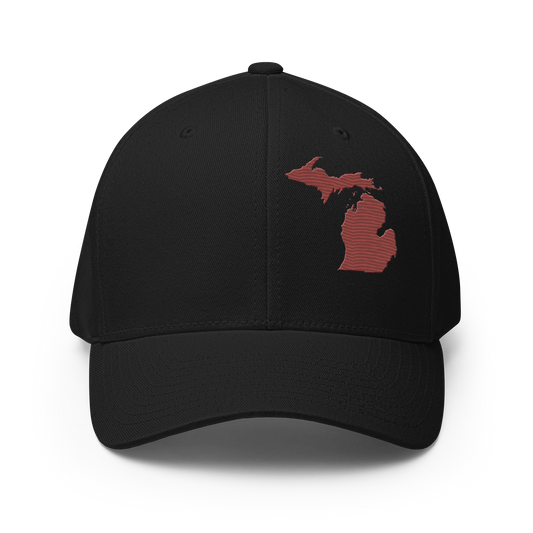 Michigan Fitted Baseball Cap | Ore Dock Red Outline