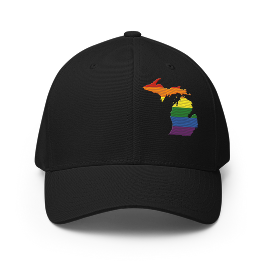 Michigan Fitted Baseball Cap | Rainbow Pride Outline
