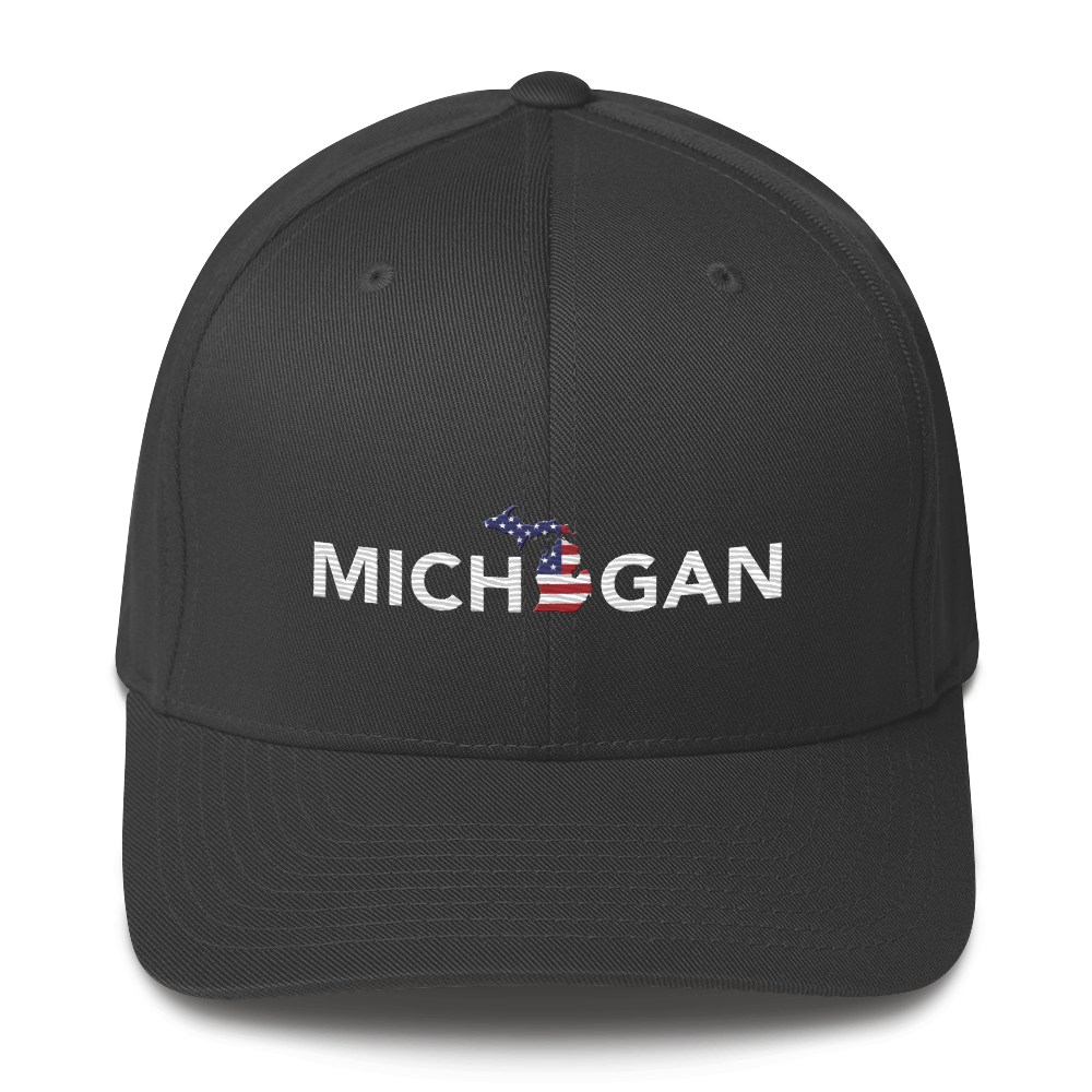 'Michigan' Fitted Baseball Cap (Sans Font Patriot Edition)