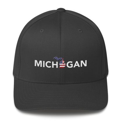 'Michigan' Fitted Baseball Cap (Sans Font Patriot Edition)