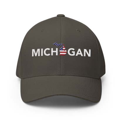 'Michigan' Fitted Baseball Cap (Sans Font Patriot Edition)