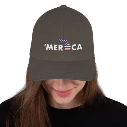 Michigan 'Merica' Fitted Baseball Cap