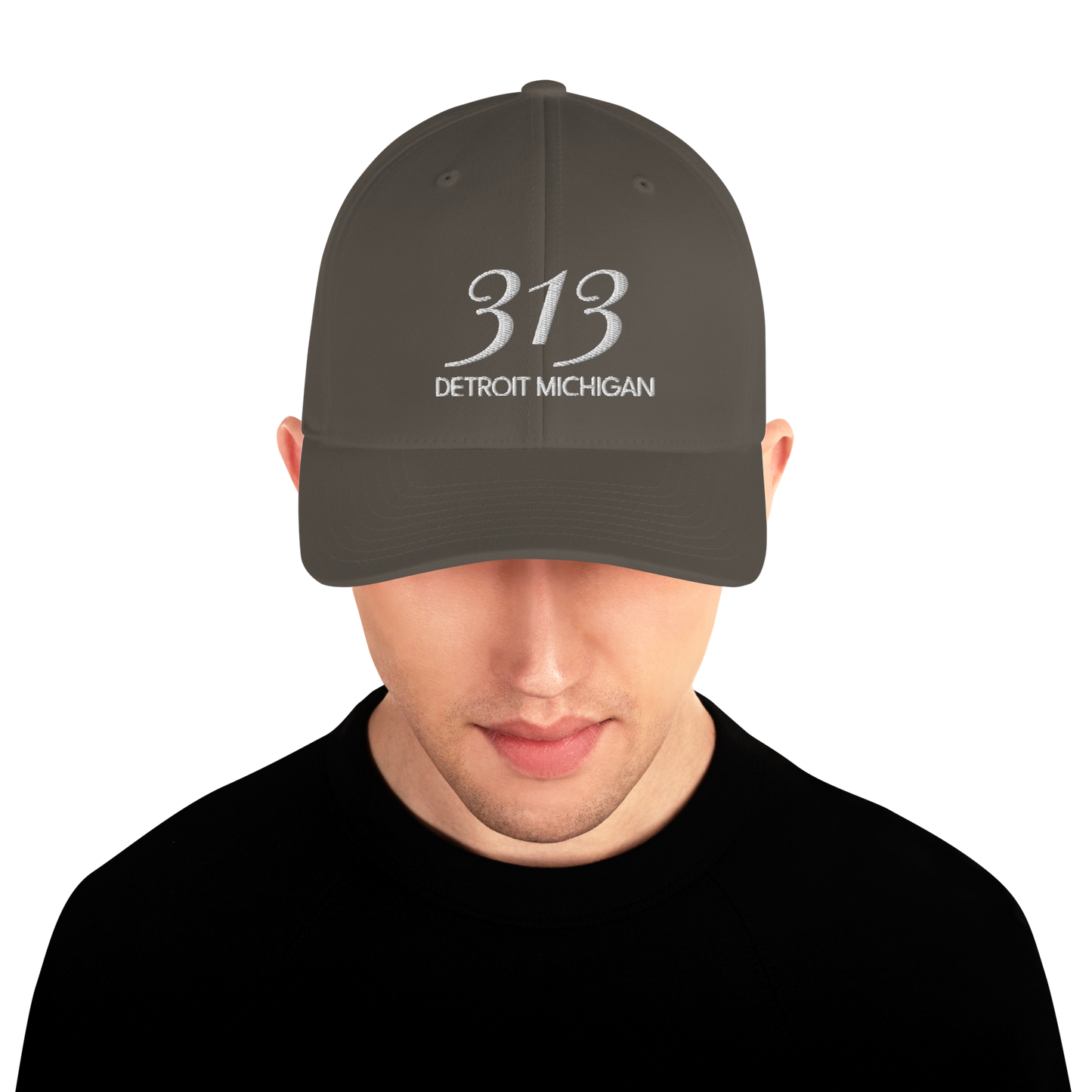 '313 Detroit Michigan' Fitted Baseball Cap