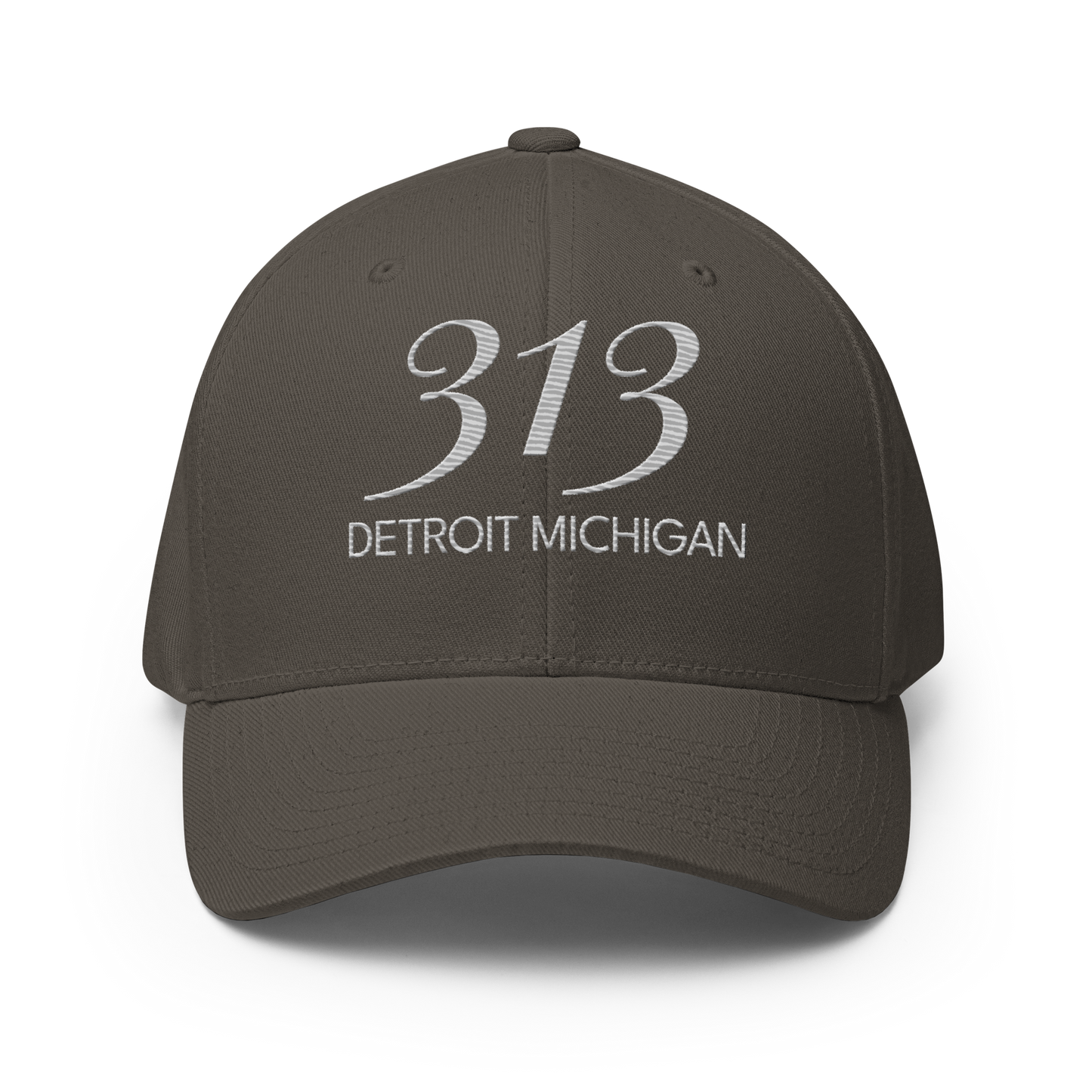 '313 Detroit Michigan' Fitted Baseball Cap | Platinum