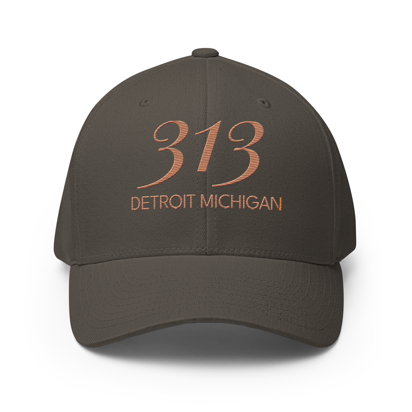 '313 Detroit Michigan' Fitted Baseball Cap | Copper