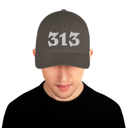 Detroit '313' Fitted Baseball Cap (Angry Font)