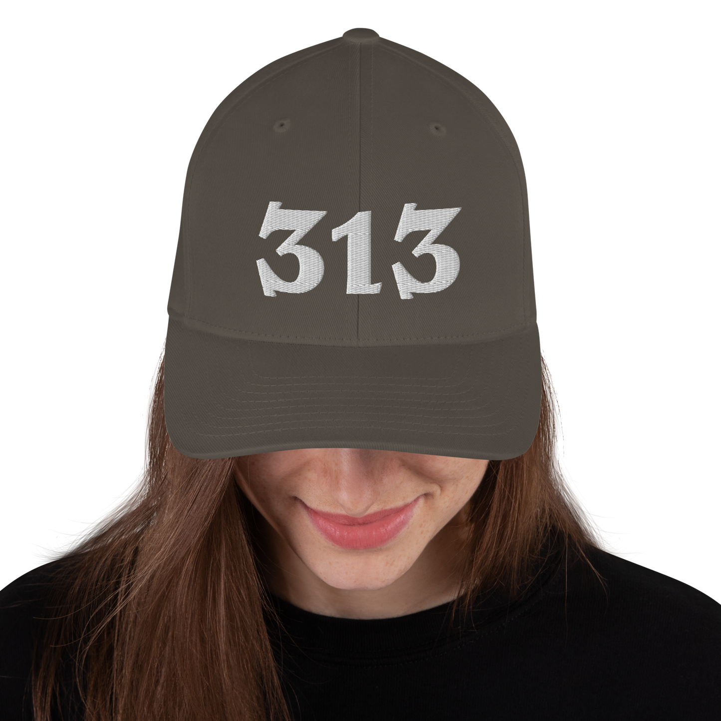 Detroit '313' Fitted Baseball Cap (Angry Font)