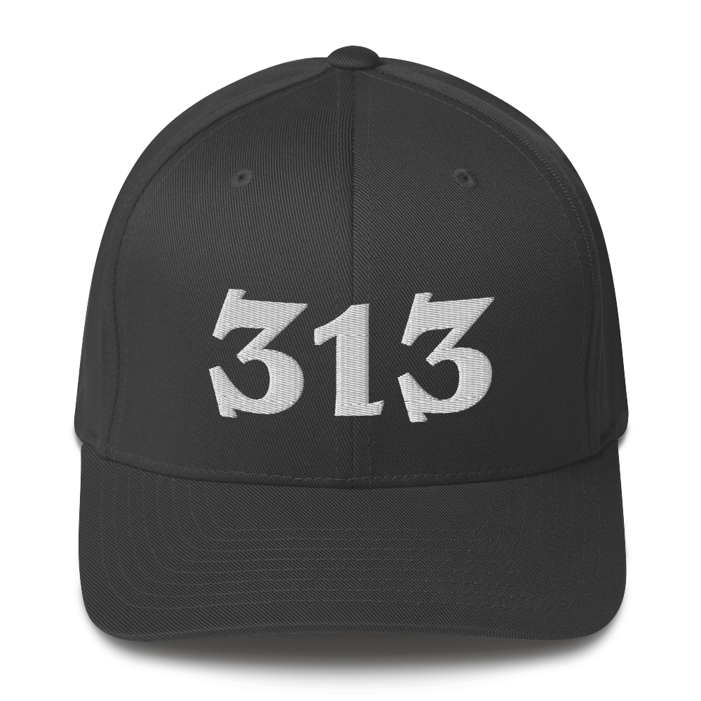 Detroit '313' Fitted Baseball Cap (Angry Font)