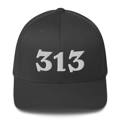 Detroit '313' Fitted Baseball Cap (Angry Font)