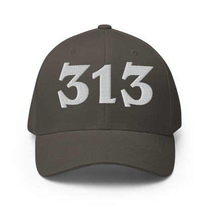 Detroit '313' Fitted Baseball Cap (Angry Font)