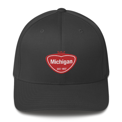 'Michigan EST 1837' Fitted Baseball Cap | Local Sodapop Parody