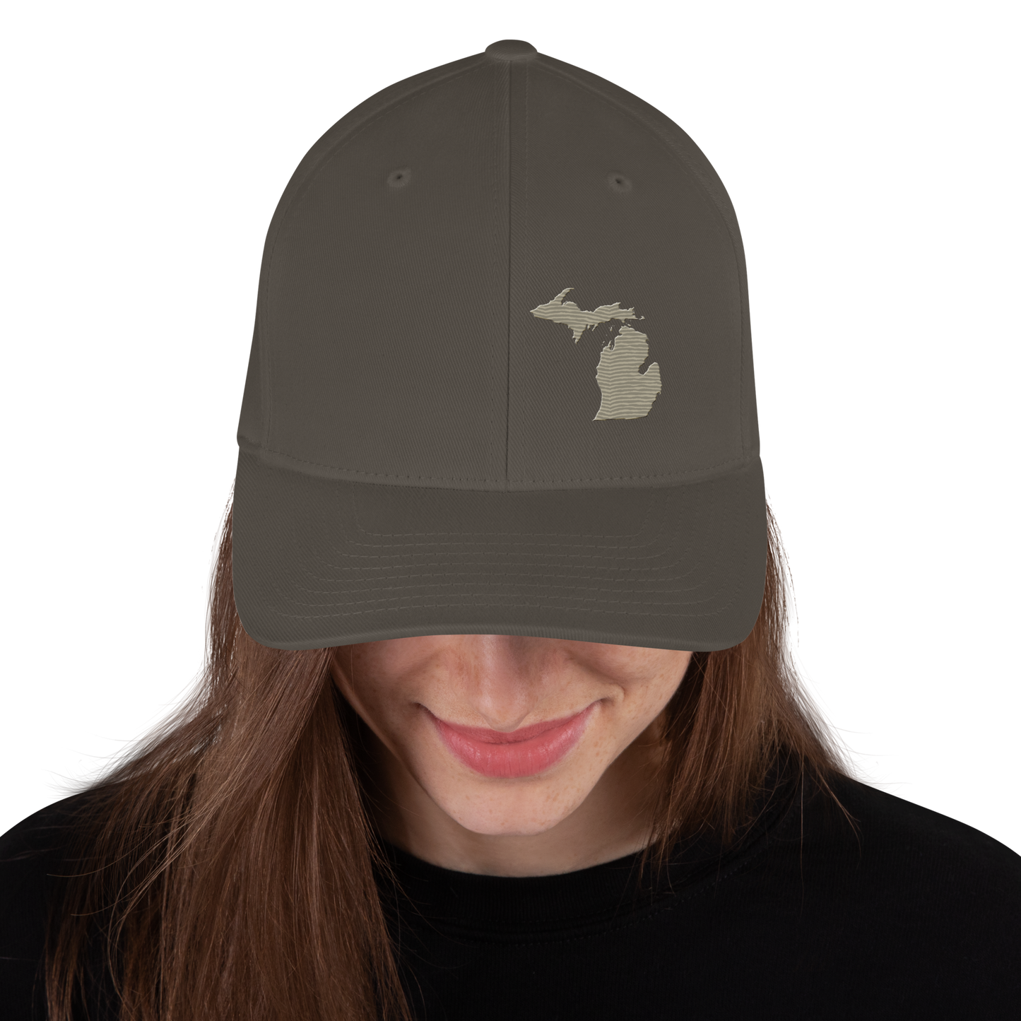 Michigan Fitted Baseball Cap | Petoskey Beige Outline