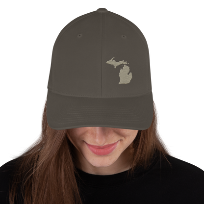 Michigan Fitted Baseball Cap | Petoskey Beige Outline