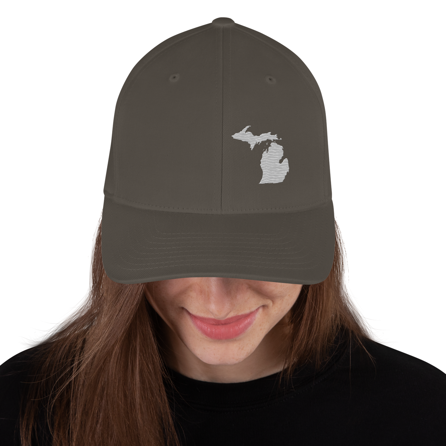 Michigan Fitted Baseball Cap | Platinum Outline