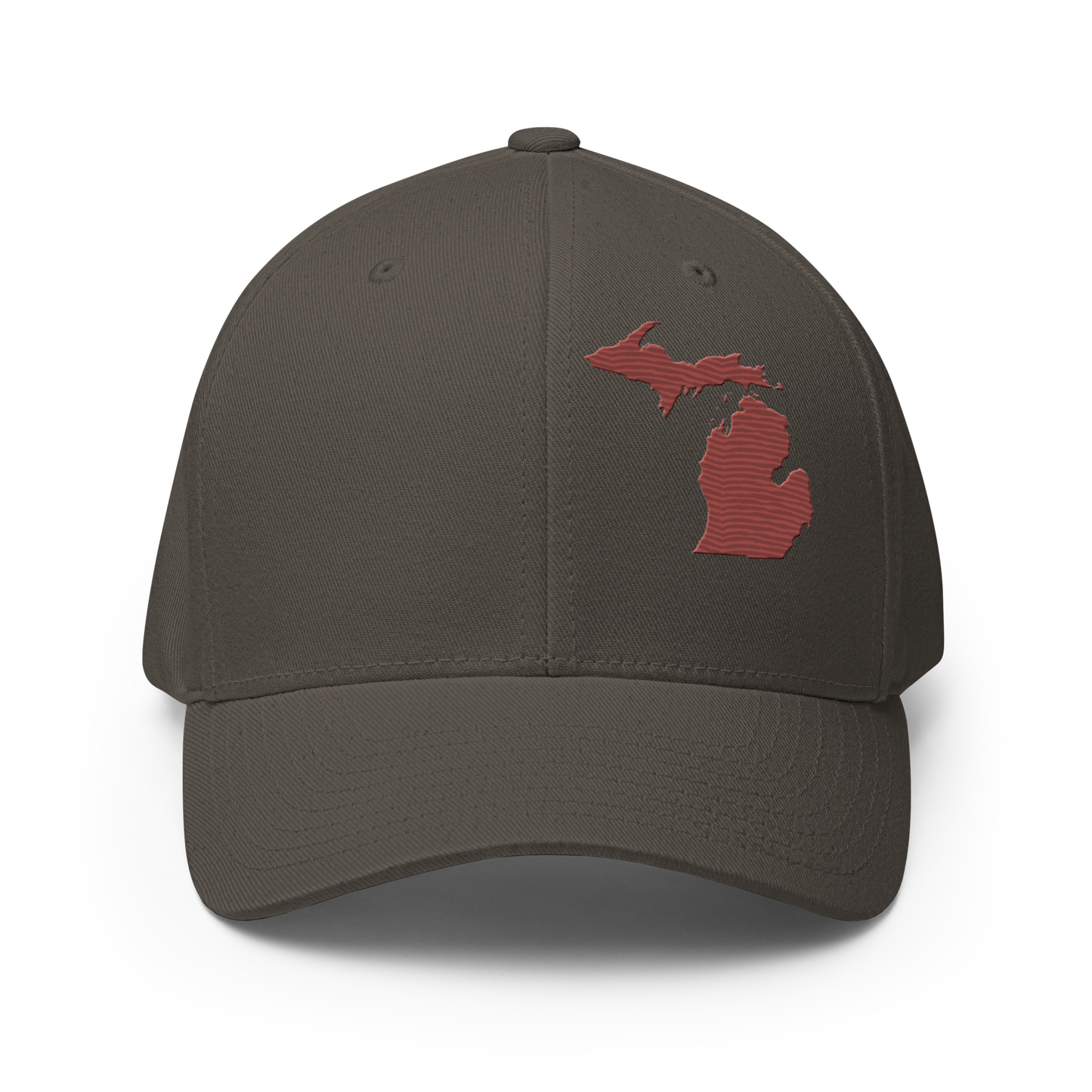 Michigan Fitted Baseball Cap | Ore Dock Red Outline