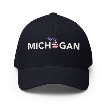 'Michigan' Fitted Baseball Cap (Sans Font Patriot Edition)