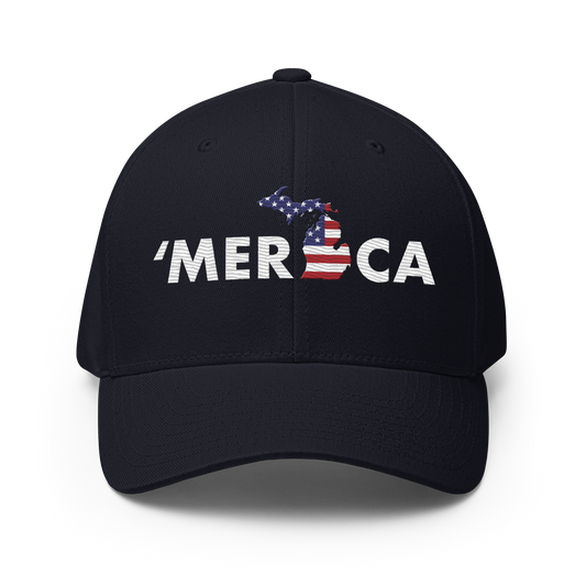 Michigan 'Merica' Fitted Baseball Cap