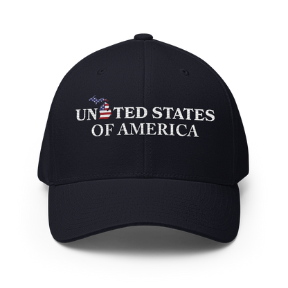 Michigan 'United States of America' Fitted Baseball Cap