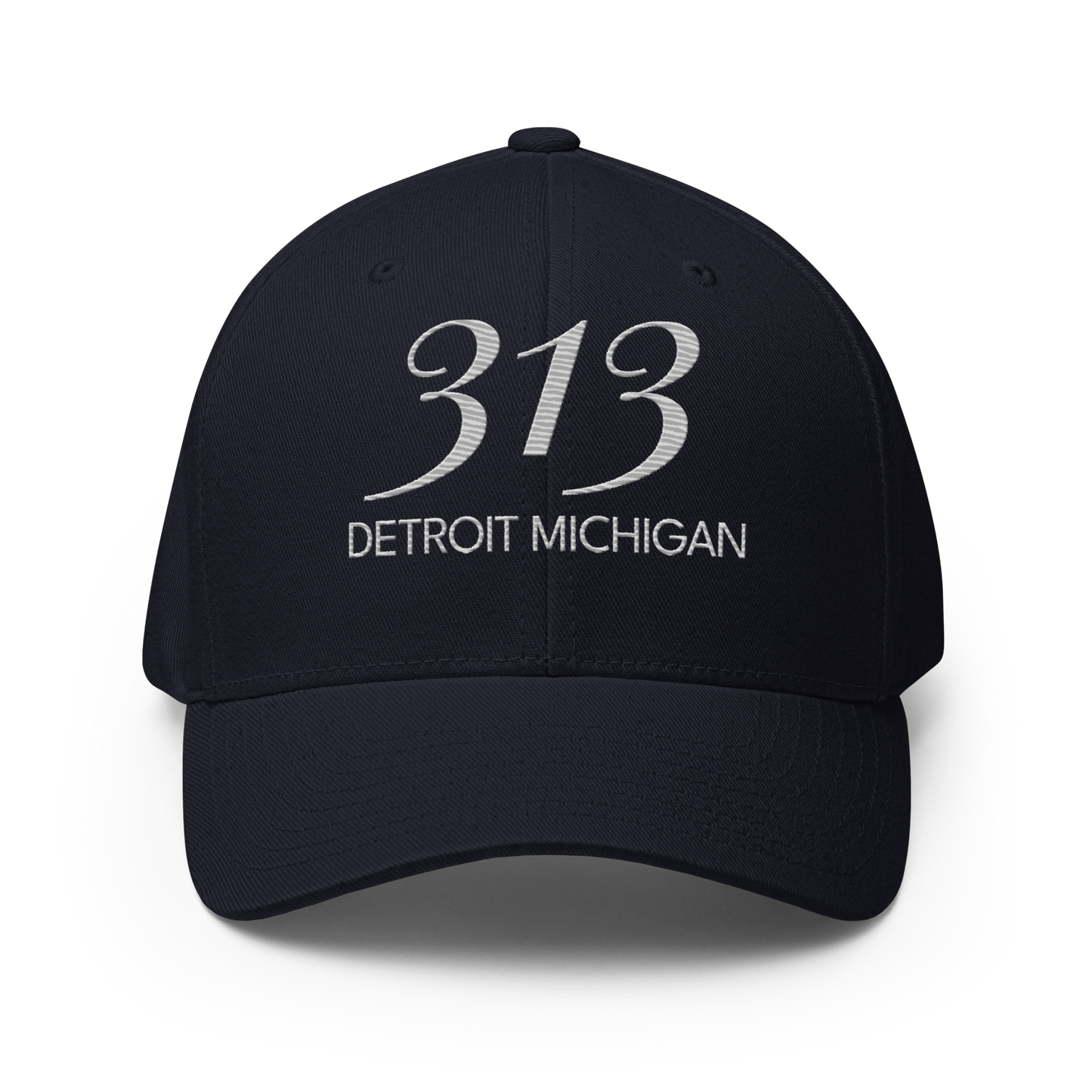 '313 Detroit Michigan' Fitted Baseball Cap | Platinum