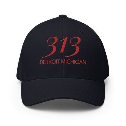 '313 Detroit Michigan' Fitted Baseball Cap | Aliform Red