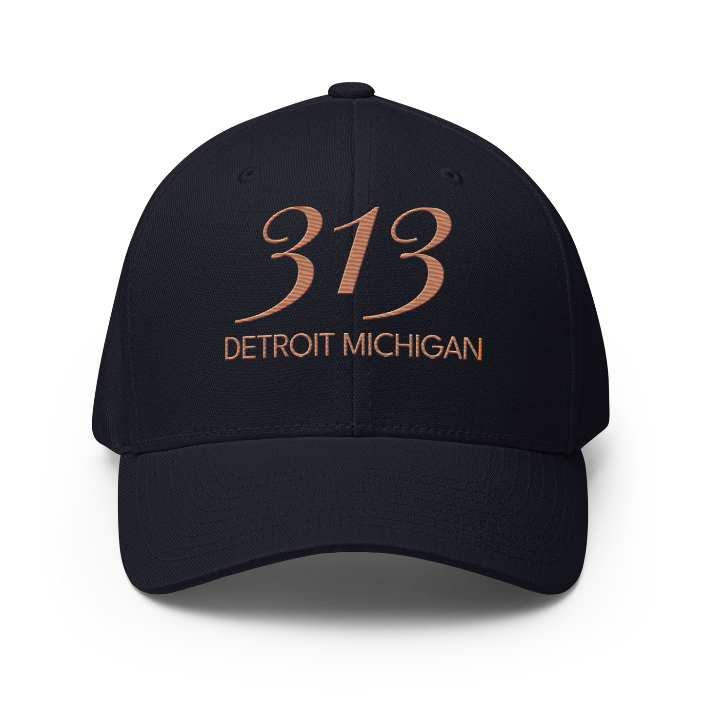 '313 Detroit Michigan' Fitted Baseball Cap | Copper