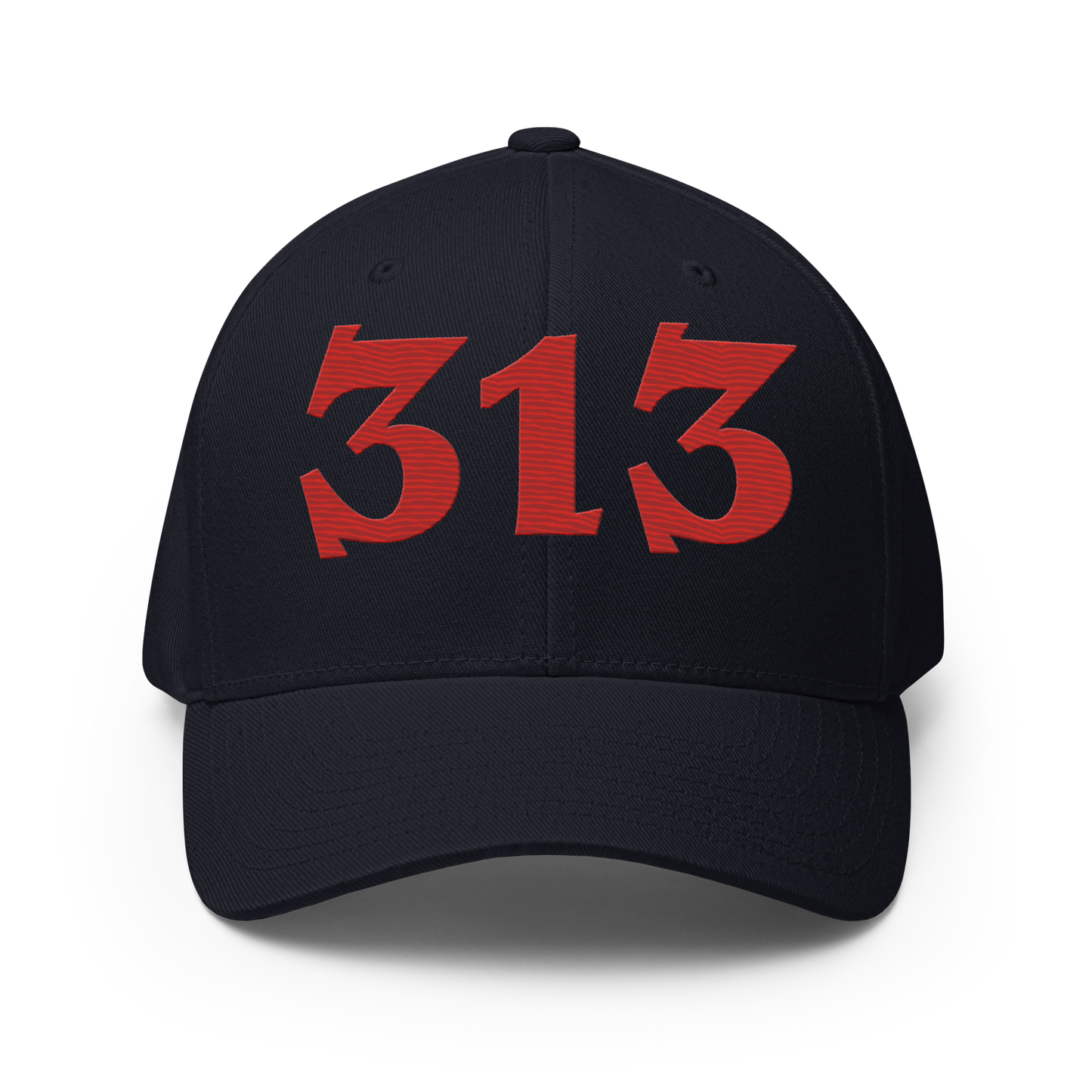 Detroit '313' Fitted Baseball Cap (Angry Font) | Aliform Red