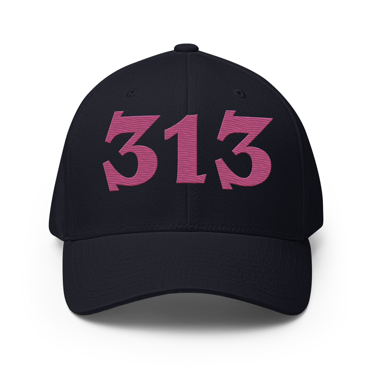 Detroit '313' Fitted Baseball Cap (Angry Font) | Apple Blossom Pink