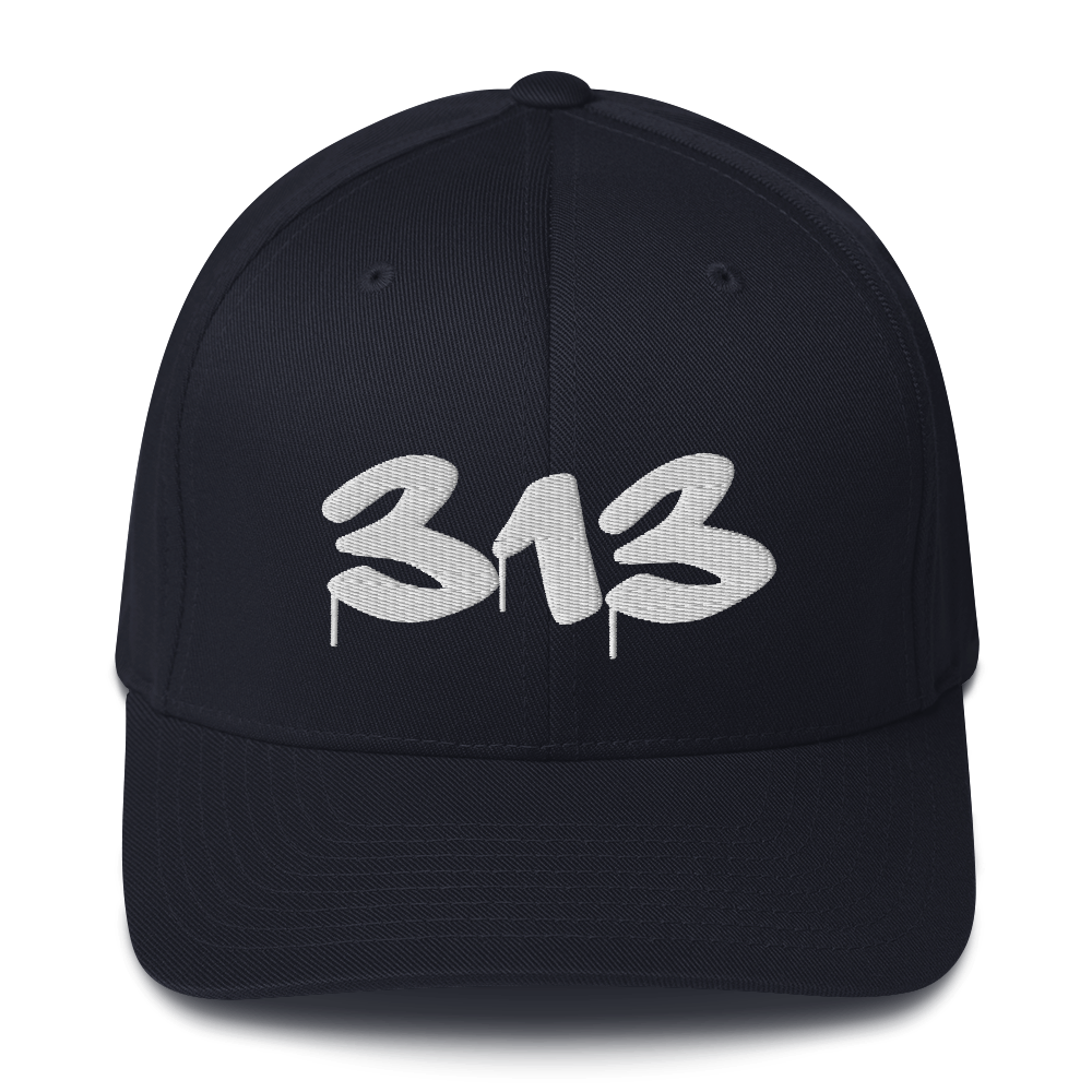 Detroit '313' Fitted Baseball Cap (Tag Font)