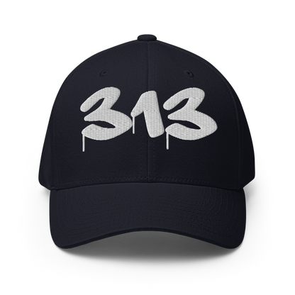 Detroit '313' Fitted Baseball Cap (Tag Font)