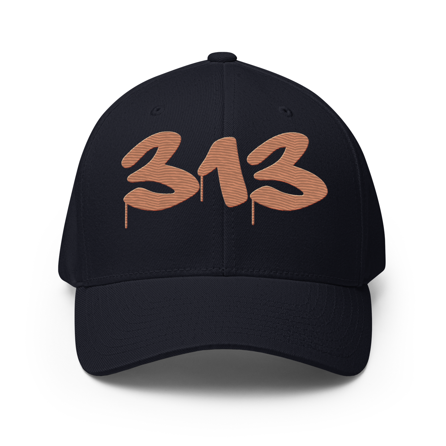 Detroit '313' Fitted Baseball Cap (Tag Font) | Copper