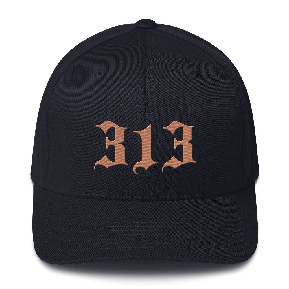 Detroit '313' Fitted Baseball Cap (Old English) | Copper