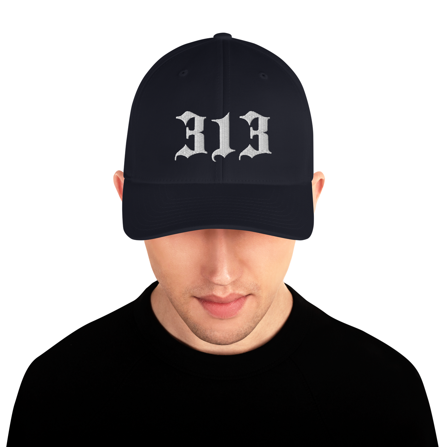 Detroit '313' Fitted Baseball Cap (Old English)