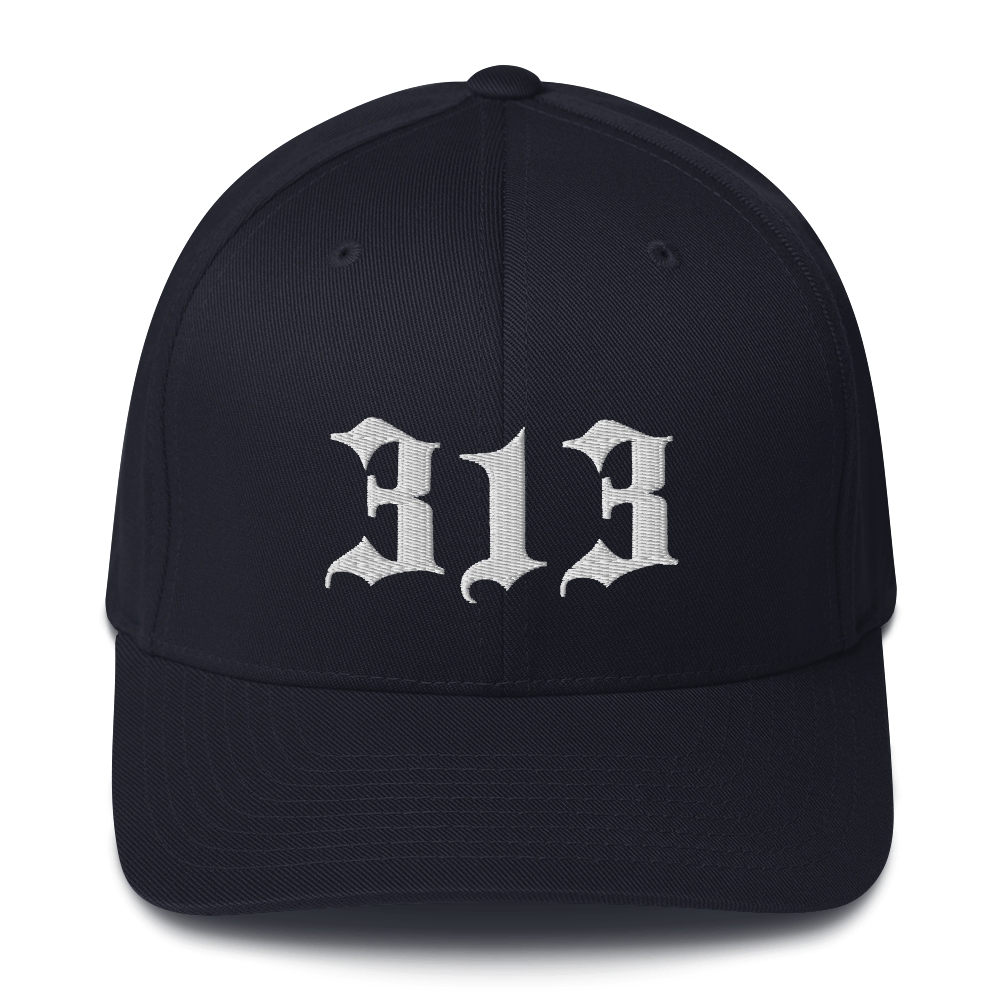 Detroit '313' Fitted Baseball Cap (Old English)