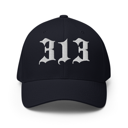 Detroit '313' Fitted Baseball Cap (Old English)