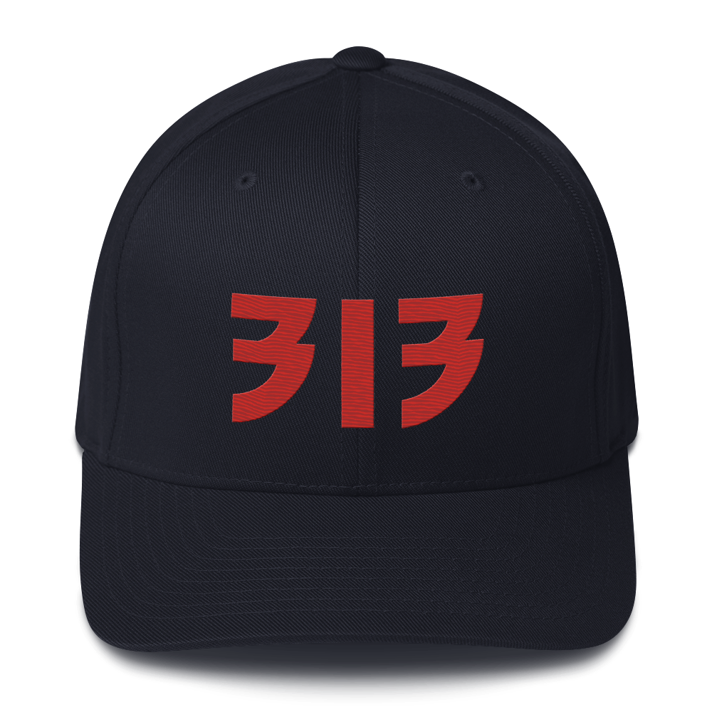 Detroit '313' Fitted Baseball Cap (Glam Font) | Alliform Red