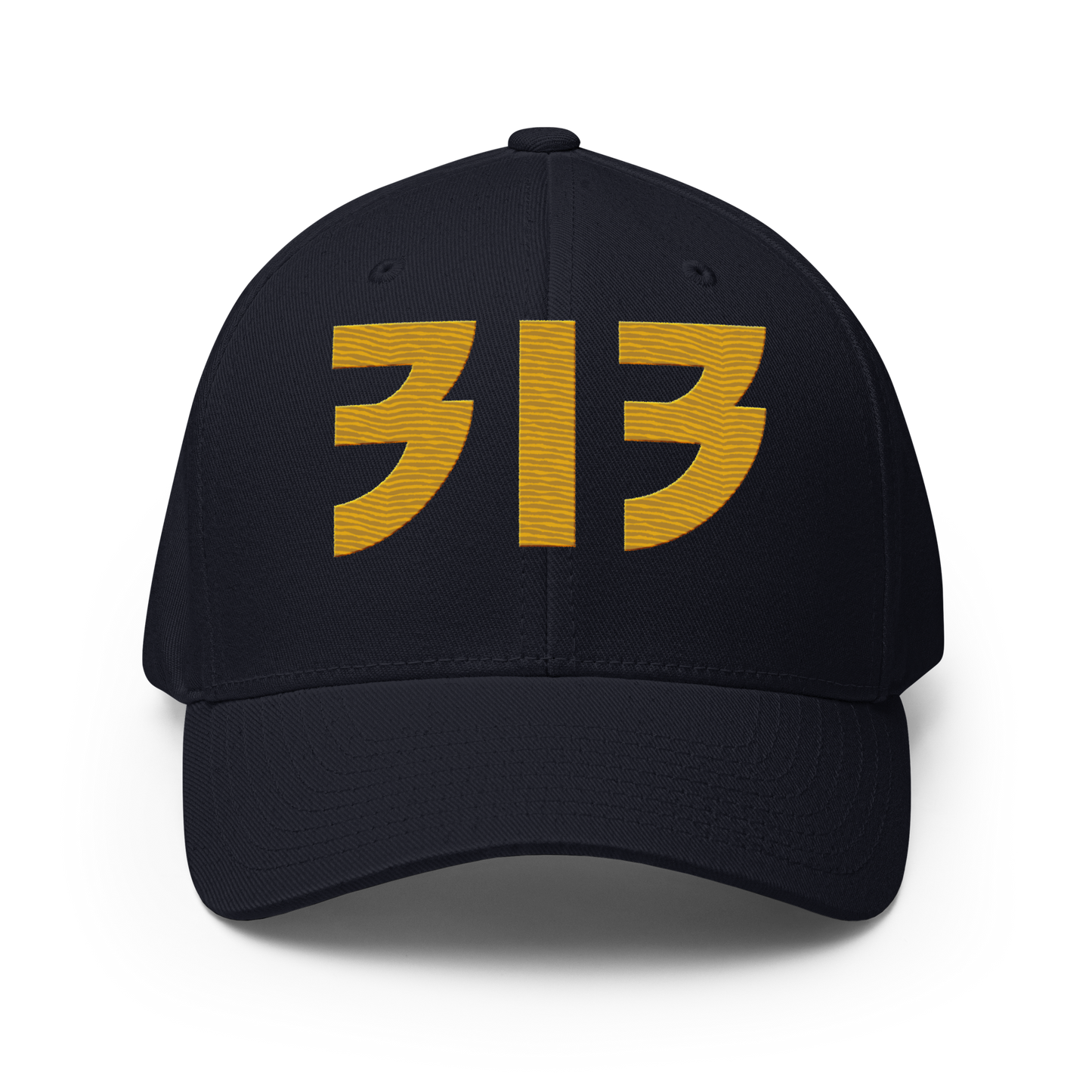 Detroit '313' Fitted Baseball Cap (Glam Font) | Gold