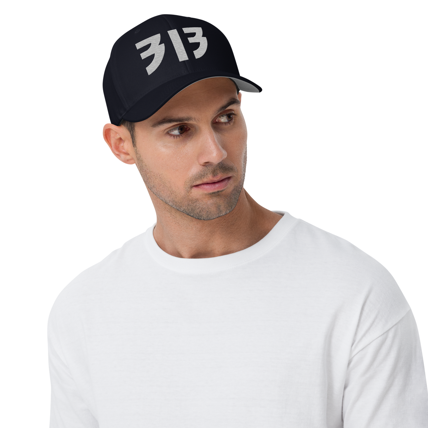 Detroit '313' Fitted Baseball Cap (Glam Font) | Platinum