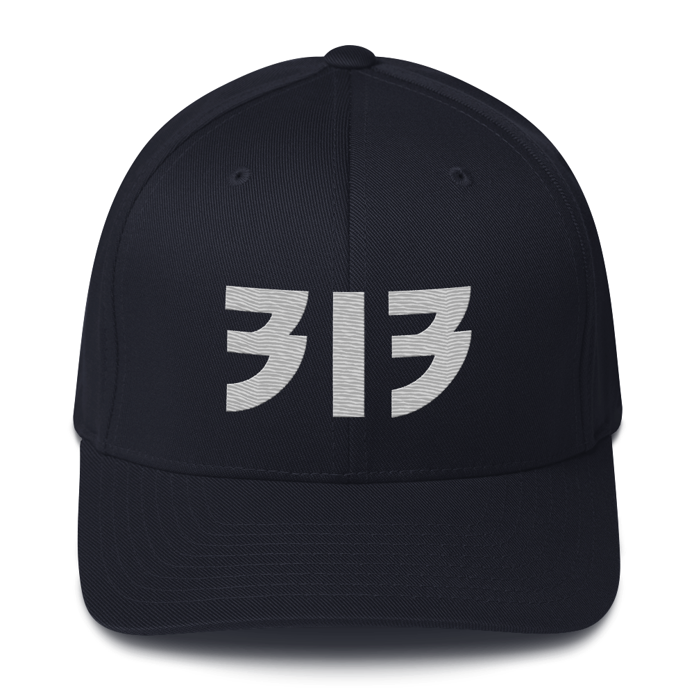 Detroit '313' Fitted Baseball Cap (Glam Font) | Platinum