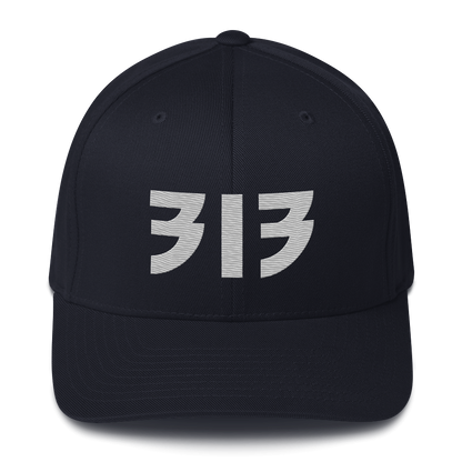 Detroit '313' Fitted Baseball Cap (Glam Font) | Platinum