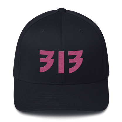 Detroit '313' Fitted Baseball Cap (Glam Font) | Apple Blossom Pink