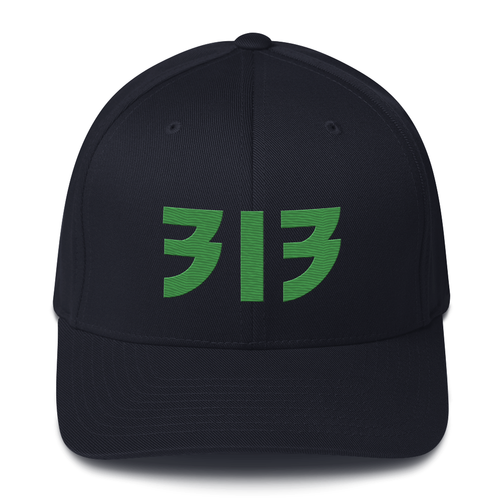 Detroit '313' Fitted Baseball Cap (Glam Font) | Shamrock Green