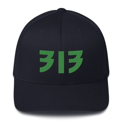 Detroit '313' Fitted Baseball Cap (Glam Font) | Shamrock Green