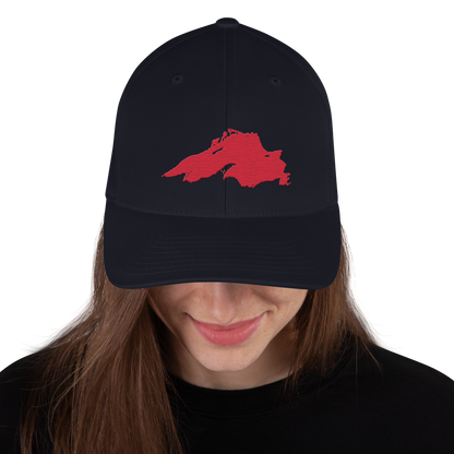 Lake Superior Fitted Baseball Cap | Lighthouse Red