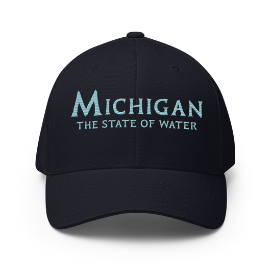 'Michigan The State of Water' Fitted Baseball Cap | Aquatic Sci-Fi Parody