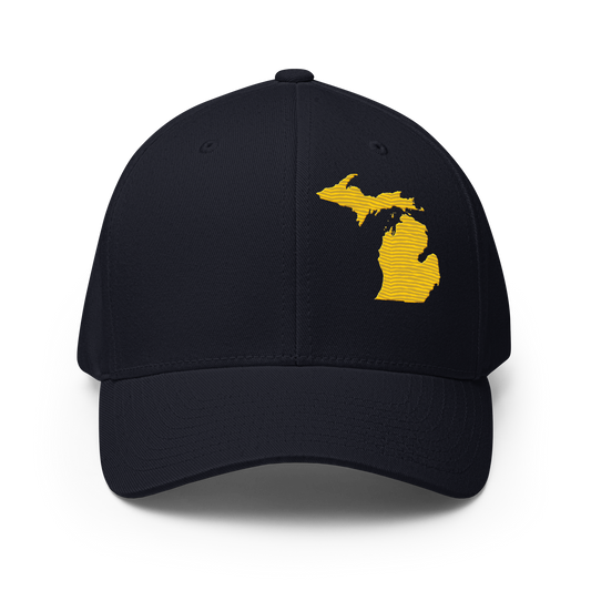 Michigan Fitted Baseball Cap | Maize Outline