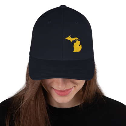 Michigan Fitted Baseball Cap | Maize Outline