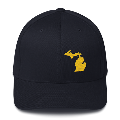 Michigan Fitted Baseball Cap | Maize Outline