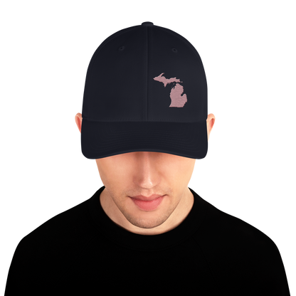 Michigan Fitted Baseball Cap | Cherry Blossom Pink Outline