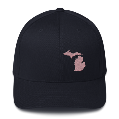 Michigan Fitted Baseball Cap | Cherry Blossom Pink Outline